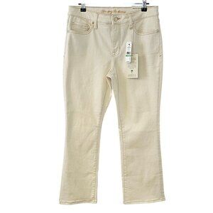 Tommy Bahama Womens Bull Mid Rise Crop Mini Boot Cut Jeans, Natural, Size 8
